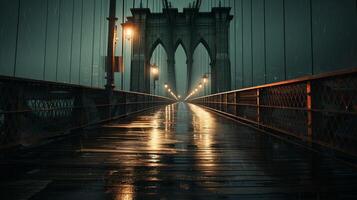 ai generiert regnerisch Brücke Besichtigung Hintergrund foto