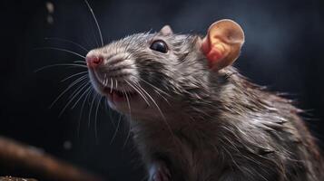 ai generiert ein Ratte ist Stehen auf oben von ein Log foto