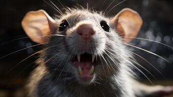 ai generiert ein Ratte ist Stehen auf oben von ein Log foto