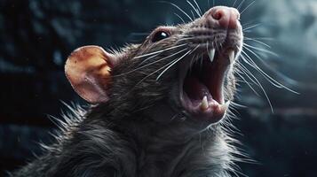 ai generiert ein Ratte ist Stehen auf oben von ein Log foto