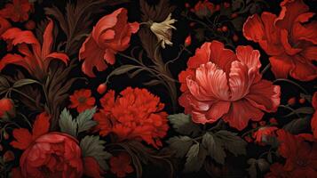 ai generiert Renaissance Blumen- Hintergrund foto