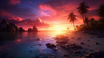 ai generiert romantisch Sonnenuntergang Hintergrund foto