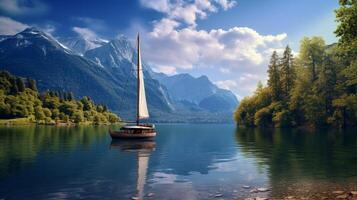 ai generiert Segeln und Bootfahren auf Seen Hintergrund foto