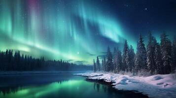 ai generiert Himmel mit Aurora Borealis Hintergrund foto