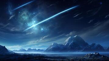 ai generiert Himmel mit Kometen Hintergrund foto