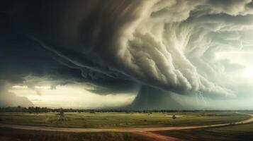 ai generiert Himmel mit Tornado Hintergrund foto