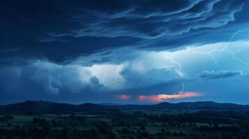 ai generiert Himmel mit Gewitter Hintergrund foto