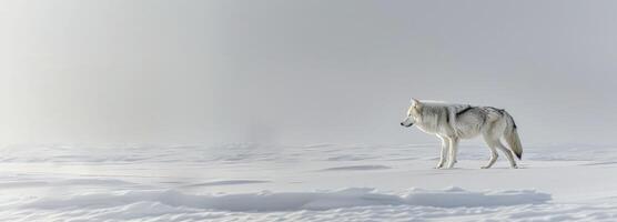 ai generiert ein Wolf Gehen im das Schnee. foto