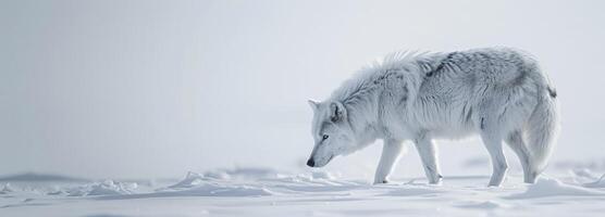 ai generiert ein Wolf Gehen im das Schnee. foto