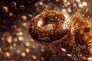 ai generiert Espresso und Krapfen Combo mit Schokolade Sträusel wie ein köstlich Süss behandeln foto