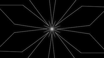 geometrisch Blumen- Muster mit blinkt Bewegungen. Animation. Cyber Muster mit geometrisch Linien auf schwarz Hintergrund. ziehen um geometrisch Muster mit hypnotisch bewirken auf schwarz Hintergrund foto