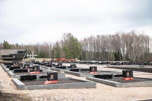 Weißrussland, Minsk, März 2023. Denkmal Komplex von khatin Dorf. Dörfer Friedhof foto