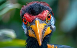 ai generiert lebendig Nahansicht von exotisch Vogel foto