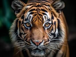 ai generiert schließen oben detailliert Porträt von Tiger Gesicht, generativ ai foto