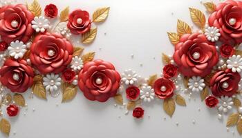 ai generiert Rose Blumen- Rahmen Vorlage Hintergrund foto