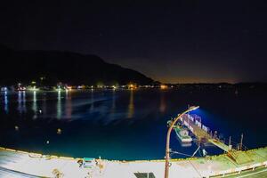 ein Dämmerung von das Hafen beim das Land Seite im Shizuoka Fisch Auge Schuss foto