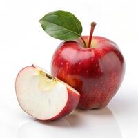 ai generiert frisch rot Apfel isoliert auf Weiß Hintergrund foto