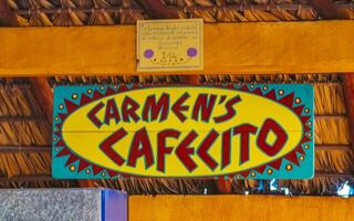 puerto escondido Oaxaca Mexiko 2023 Blau Weiß Zeichen Restaurant Name el Cafécito puerto escondido Mexiko. foto