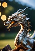 ai generiert Drachen Skulptur von gebogen Kabel. kreativ zahlen symbolisieren Leistung und Erfolg im Chinesisch Kultur, insbesondere im das Jahr von das Drachen, 2024. Geschenk zum Chinesisch Neu Jahr von 2024 foto