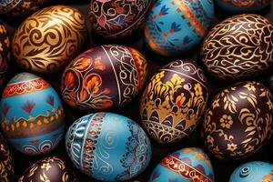 ai generiert Ostern Eier mit nahtlos Ornament Muster foto