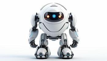 ai generiert futuristisch Roboter auf ein Weiß Hintergrund foto