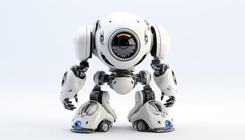 ai generiert futuristisch Roboter auf ein Weiß Hintergrund foto