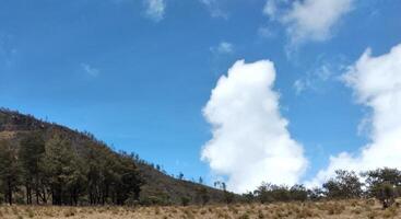 Panorama- Aussicht von das Berge und Wolken im das Blau Himmel foto