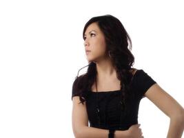 jung asiatisch amerikanisch Frau Profil suchen zu Seite foto