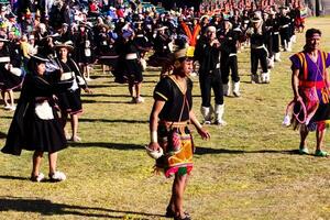 cusco, Peru, 2015 - - Männer und Frauen im traditionell Kostüm inti Raymi Festival Süd Amerika foto