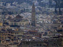 Florenz Antenne Aussicht Stadtbild von giotto Turm Detail in der Nähe von Kathedrale Santa Maria dei Fiori, brunelleschi Kuppel Italien foto