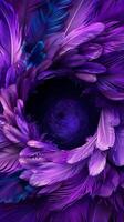 ai generiert schließen oben von ein violett Blume mit elektrisch Blau Blütenblätter foto