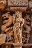 berühmt Skulpturen von khajuraho Tempel, Indien foto