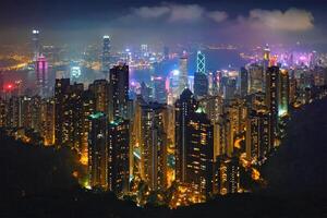 Hong kong Wolkenkratzer Horizont Stadtbild Aussicht foto