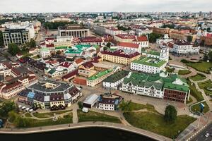 Panorama- Aussicht von das historisch Center von minsk.alt Stadt, Dorf im das Center von Minsk, Weißrussland foto