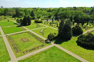 oben Aussicht von das Frühling Minsk botanisch Garten. Weißrussland foto