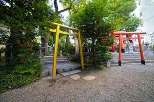 ein traditionell Tor beim japanisch Schrein foto