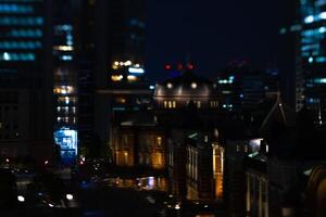 ein Nacht Miniatur Stadtbild im marunouchi Tokyo Kippverschiebung foto