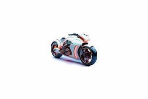 3d Illustration von Weiß futuristisch Motorrad isoliert auf Weiß Hintergrund foto