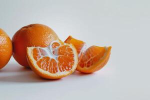 ai generiert frisch Orange Scheibe isoliert auf Weiß Hintergrund foto