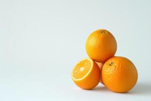 ai generiert saftig Orange Obst isoliert auf Weiß Hintergrund foto