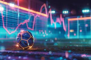 ai generiert online Wette und Analytik und Statistiken zum Fußball Spiel. generativ ai foto