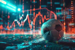 ai generiert online Wette und Analytik und Statistiken zum Fußball Spiel. generativ ai foto