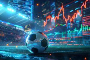 ai generiert online Wette und Analytik und Statistiken zum Fußball Spiel. generativ ai foto