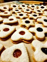 traditionell Italienisch Kekse mit Vanille Zucker und Marmelade. Digital Gemälde Stil. foto