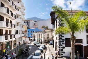 Juli 29, 2019.Kanarienvogel Inseln, Spanien. das Straßen von das alt Stadt, Dorf von icod de los Vinos auf das Insel von Tenerife foto