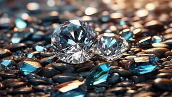 ai generiert strahlend Nahansicht Aussicht von glänzend Diamanten foto