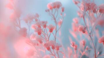ai generiert zärtlich Blumen - - Frühling Sommer- Blumen- Hintergrund mit Bokeh bewirken foto