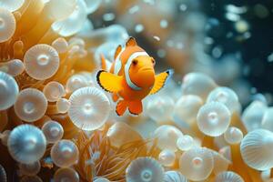 ai generiert Clown Fisch und Meer anemone.generative ai foto