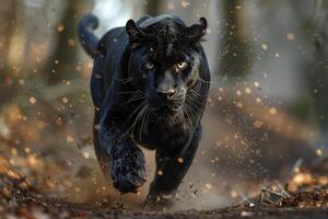 ai generiert schwarz Panther im tropisch Regenwald.generativ ai foto