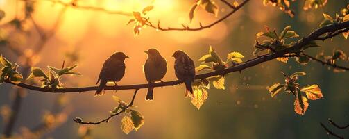 ai generiert Vogelgezwitscher beim Dämmerung Naturen aufwachen Anruf foto